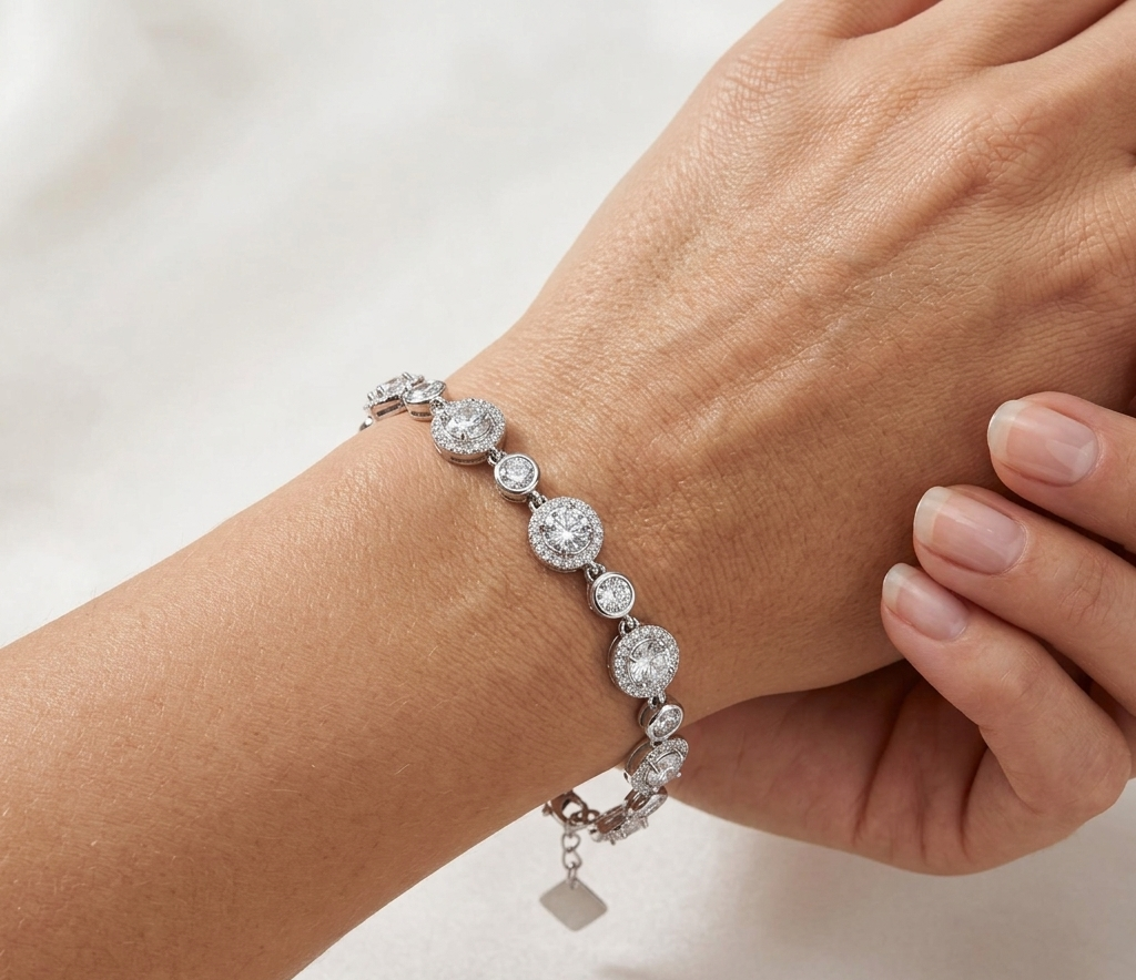 Pulseira Esfera Aura Lumière em Aço inoxidável com Zircónias.