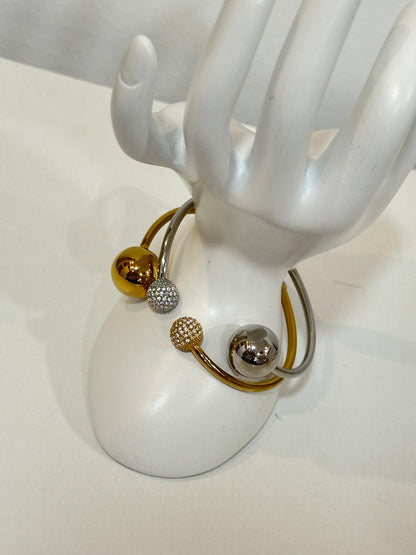 Bracelete bolas com brilhantes