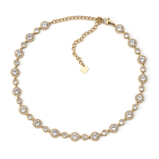 Colar em aço inoxidável com brilhante redondo