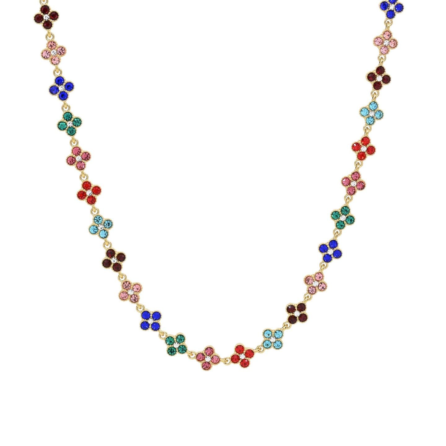 Colar aço inoxidável com flores brilhantes