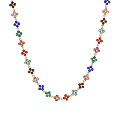 Colar aço inoxidável com flores brilhantes