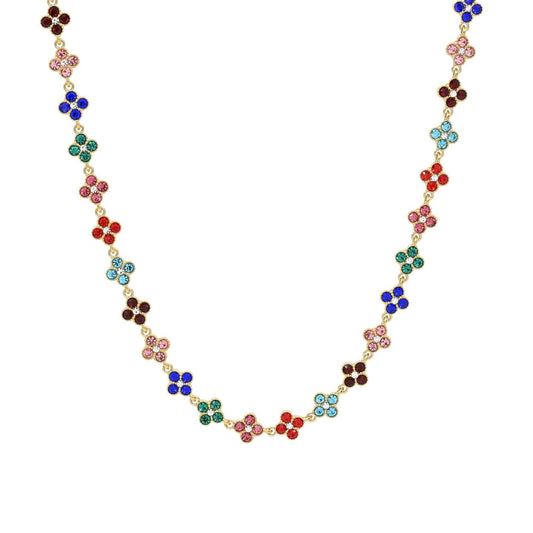 Colar aço inoxidável com flores brilhantes