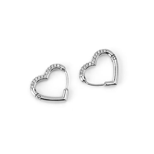 Brinco coração com zircônia