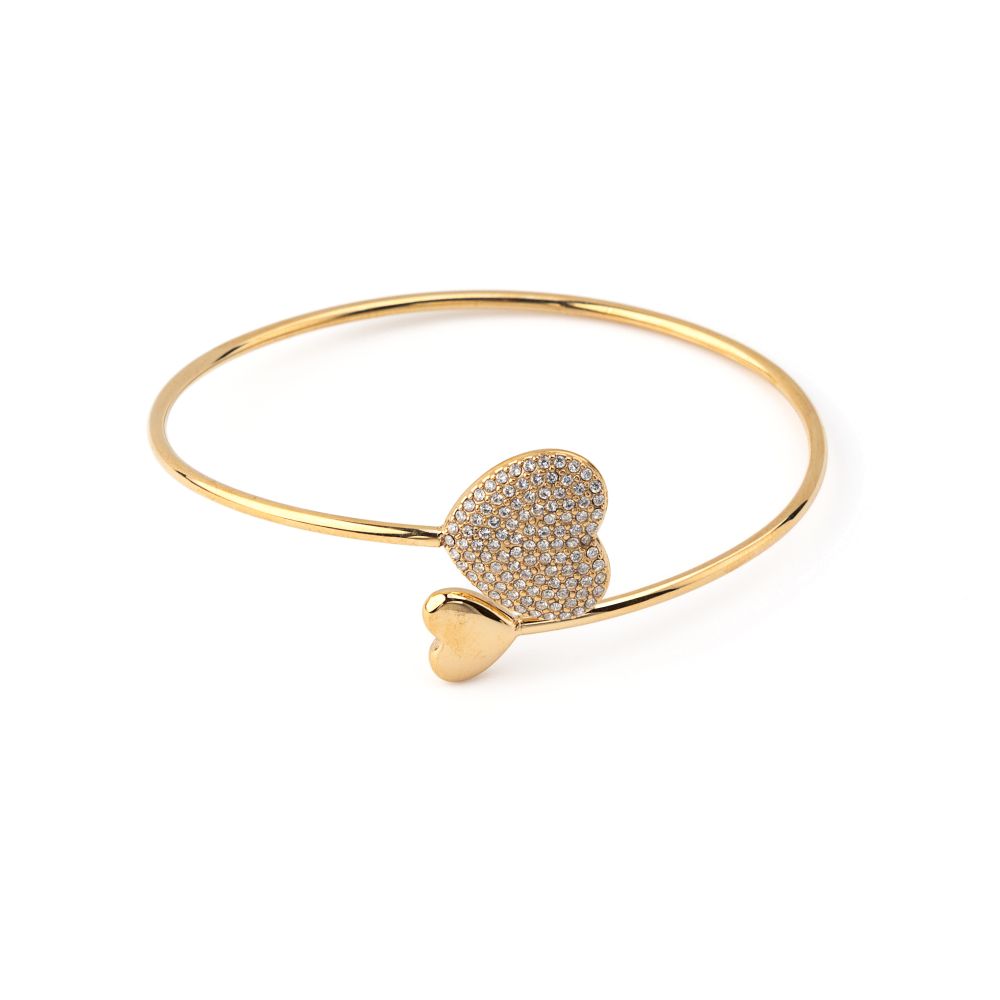 Bracelete em aço inoxidável com zircônia