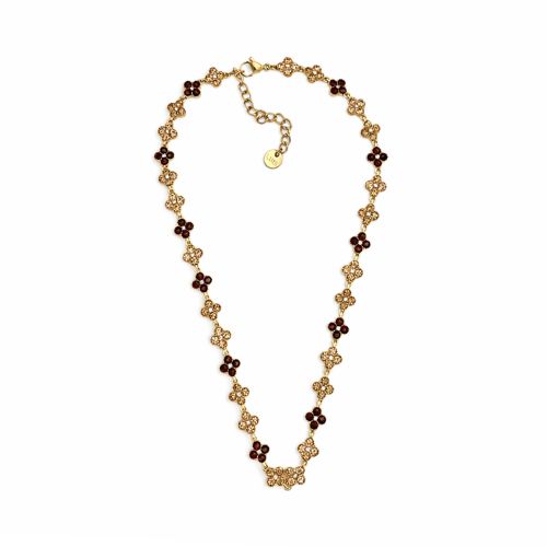 Colar aço inoxidável com flores brilhantes