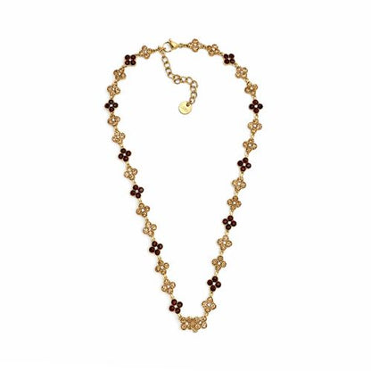 Colar aço inoxidável com flores brilhantes