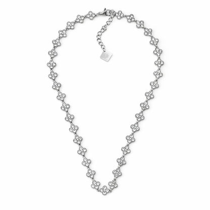 Colar aço inoxidável com flores brilhantes