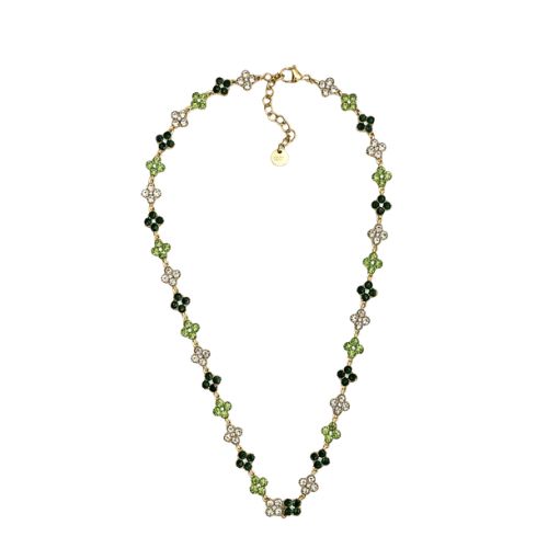 Colar aço inoxidável com flores brilhantes