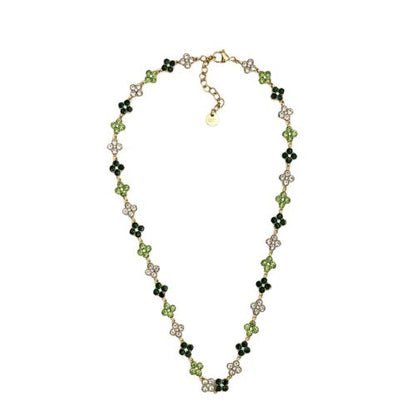 Colar aço inoxidável com flores brilhantes